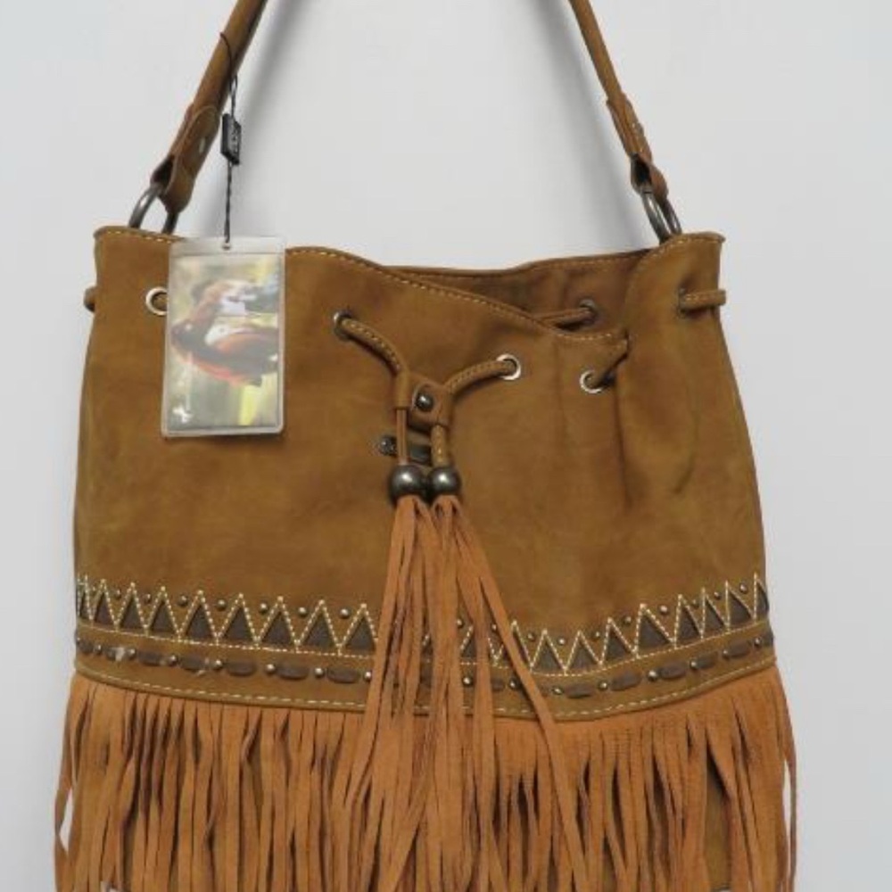 NWT Mountain West Fringe Embroidered Shoulder Bag